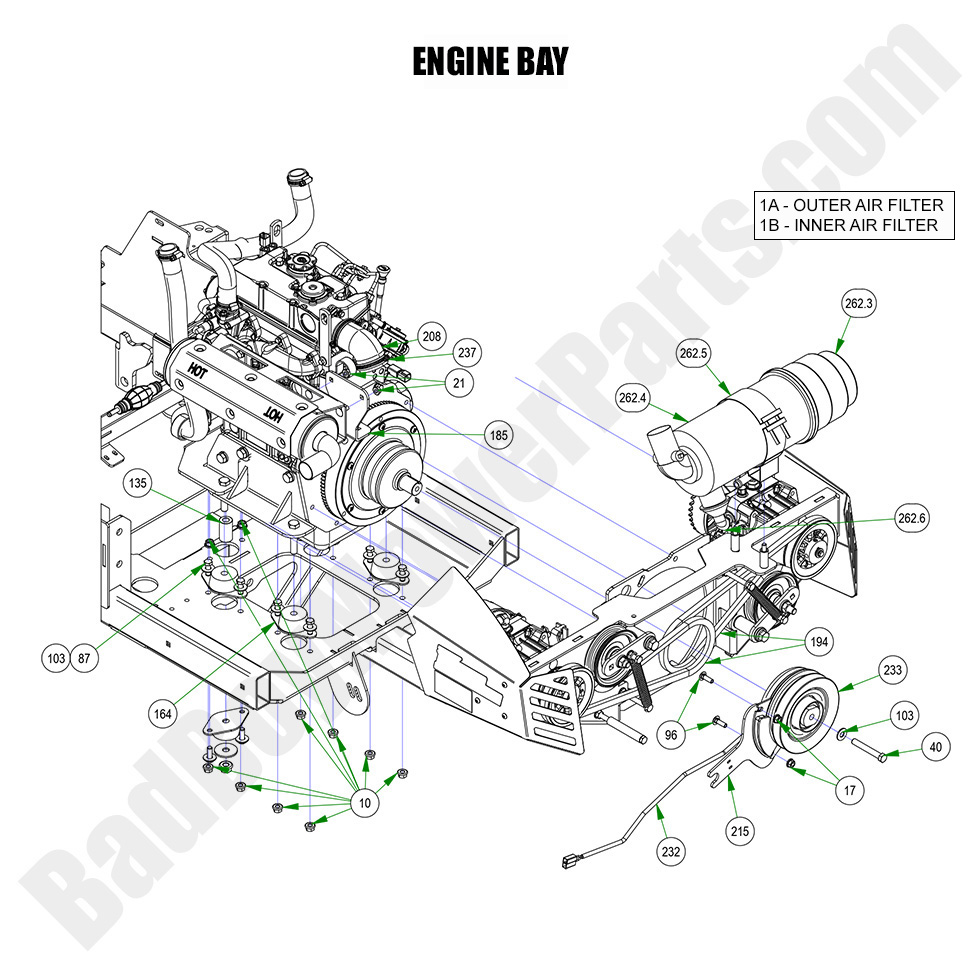 3168 - Bad Boy Mower Parts Lookup > 2023 > Renegade - Diesel > Engine Bay